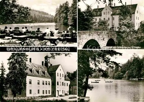 AK / Ansichtskarte Grillenburg Seerenteichbaude Restaurant Terrasse Jagdschloss jetzt Forstfakultaet TU Dresden Seerenteich Kat. Tharandt