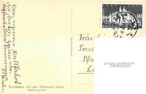 AK / Ansichtskarte Einsiedeln SZ mit Schwyzer Alpen Kat. Einsiedeln