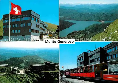 AK / Ansichtskarte Monte Generoso Berghotel Flagge Zahnradbahn Luganersee Alpenpanorama Kat. Monte Generoso