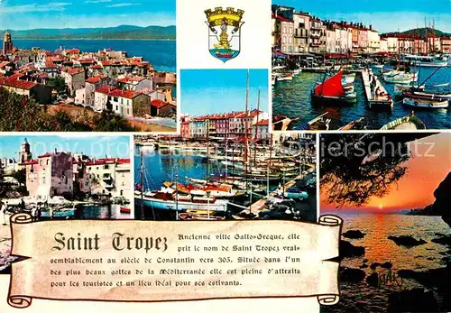 AK / Ansichtskarte Saint Tropez Var Vue generale et le Golfe Port Coucher de Soleil Kat. Saint Tropez