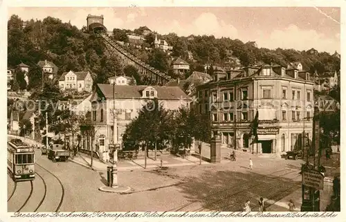 AK / Ansichtskarte Loschwitz Dresden Koernerplatz Schwebebahn Restaurant Loschwitzhoehe