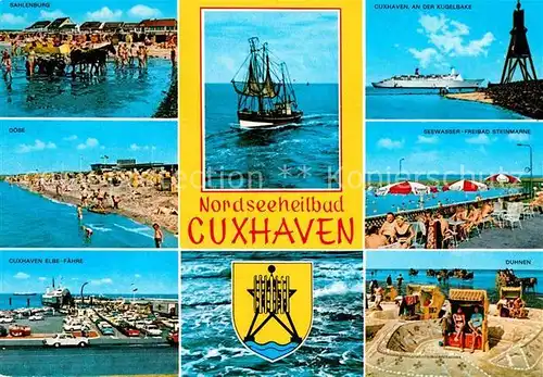 AK / Ansichtskarte Cuxhaven Nordseebad Kugelbake D?hnen Elbe F?hre Hafen D?se Sahlenburg Kat. Cuxhaven