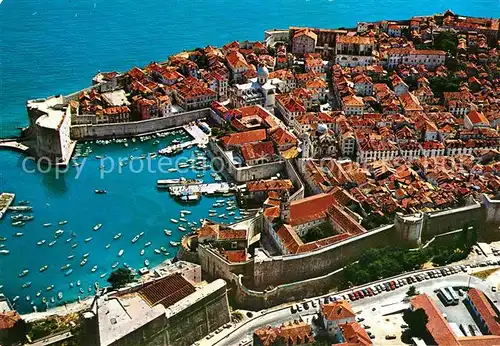 AK / Ansichtskarte Dubrovnik Ragusa Fliegeraufnahme mit Hafen Kat. Dubrovnik