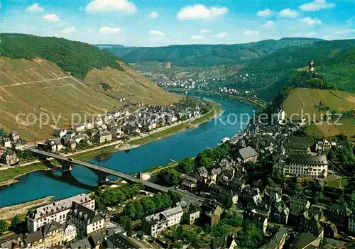 AK / Ansichtskarte Cochem Mosel Fliegeraufnahme Blick vom Pinnerkreuz auf Mosel Kat. Cochem