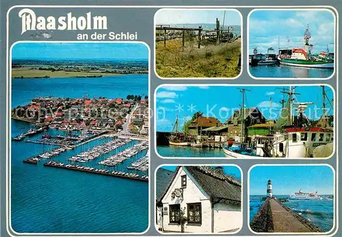 AK / Ansichtskarte Maasholm Fliegeraufnahme Schlei Hafen Mole Leuchtturm Kat. Maasholm