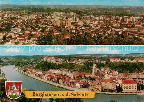 AK / Ansichtskarte Burghausen Salzach Fliegeraufnahmen Neustadt und Altstadt Kat. Burghausen