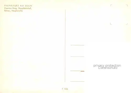 AK / Ansichtskarte Frankfurt Main Eiserner Steg Hauptbahnhof Roemer Hauptwache Kat. Frankfurt am Main