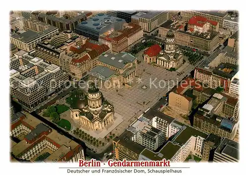 AK / Ansichtskarte Berlin Gendarmenmarkt Deutscher und Franzoesischer Dom Schauspielhaus aus der Vogelperspektive Illustration Kat. Berlin