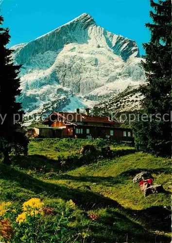 AK / Ansichtskarte Garmisch Partenkirchen Kreuzalm gegen Alpspitze Nordwand Bayerische Alpen Huber Karte Nr 8465 Kat. Garmisch Partenkirchen
