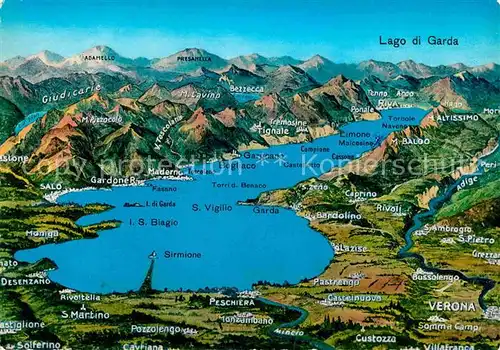 AK / Ansichtskarte Lago di Garda Gardasee und Umgebung Alpen aus der Vogelperspektive Kat. Italien