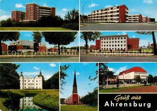 AK / Ansichtskarte Ahrensburg Hochhaeuser Gebaeude Schloss Kirche Kat. Ahrensburg