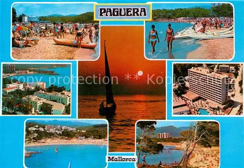 AK / Ansichtskarte Paguera Mallorca Islas Baleares Strand Kueste Hotel Abendstimmung am Meer Segeln Kat. Calvia