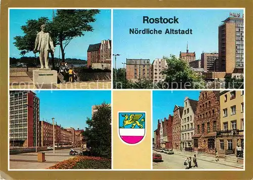AK / Ansichtskarte Rostock Mecklenburg Vorpommern Noerdliche Altstadt Hermann Duncker Platz Denkmal Fischerbastion Lange Strasse Wokrenterstrasse Kat. Rostock