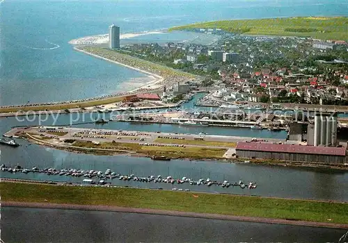 AK / Ansichtskarte Buesum Nordseebad Luftaufnahme von Sueden Hafen Kat. Buesum