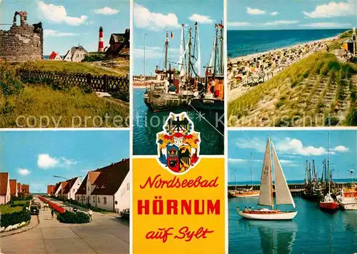 AK / Ansichtskarte Hoernum Sylt Teilansichten Hafen Fischkutter Strand Wappen Kat. Hoernum (Sylt)
