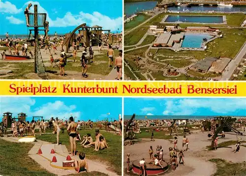 AK / Ansichtskarte Bensersiel Nordseebad Spielplatz Kunterbunt Minigolf Fliegeraufnahme