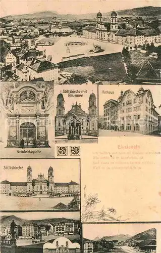AK / Ansichtskarte Einsiedeln SZ Kloster Gnadenkapelle Stiftskirche Rathaus Brunnen Kat. Einsiedeln