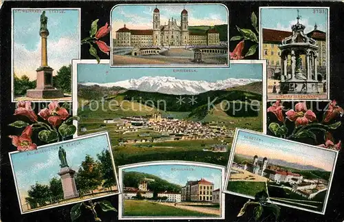 AK / Ansichtskarte Einsiedeln SZ Sankt Meinrads Statue Kloster Schule  Kat. Einsiedeln