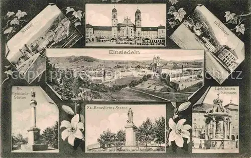 AK / Ansichtskarte Einsiedeln SZ Kloster Liebfaruenbrunnen Schule Sankt Benedictus Statue Kat. Einsiedeln