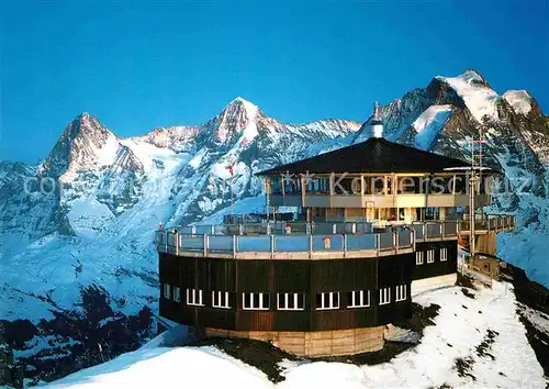 AK / Ansichtskarte Schilthorn Muerren Panorama Bergrestaurant Berner Alpen Kat. Schilthorn