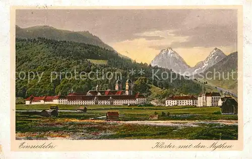 AK / Ansichtskarte Einsiedeln SZ Kloster Mythen Panorama  Kat. Einsiedeln