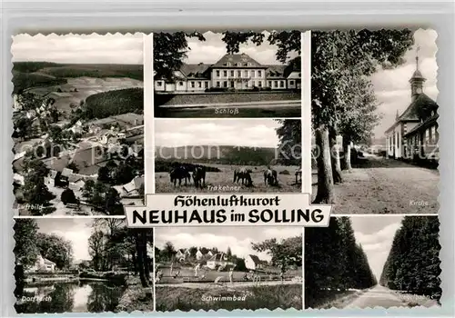 AK / Ansichtskarte Neuhaus Solling Kirche Schwimmbad Luftaufnahme Kat. Holzminden