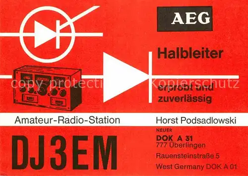 AK / Ansichtskarte Radio Amateur Radio Station DJ3EM ueberlingen  Kat. Technik