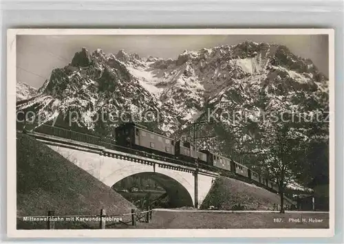 AK / Ansichtskarte Eisenbahn Mittenwaldbahn Karwendelgebirge Foto H. Huber Nr. 187  Kat. Eisenbahn