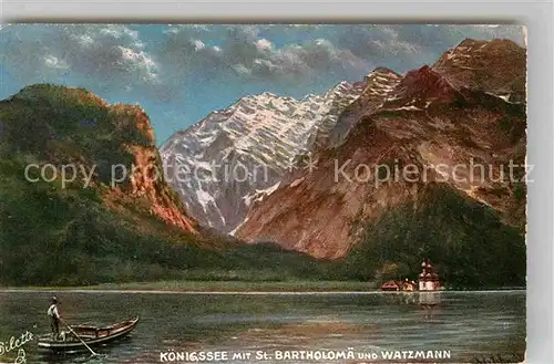 AK / Ansichtskarte Verlag Tucks Oilette Nr. 624 B Koenigssee St. Bartholomae Watzmann  Kat. Verlage