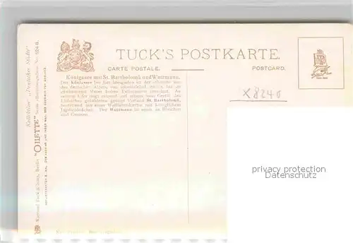 AK / Ansichtskarte Verlag Tucks Oilette Nr. 624 B Koenigssee St. Bartholomae Watzmann  Kat. Verlage