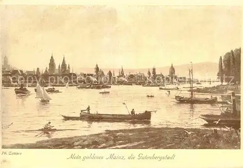 AK / Ansichtskarte Mainz Rhein Panorama