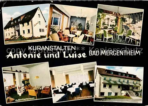 AK / Ansichtskarte Bad Mergentheim Kuranstalten Antonie und Luise Leseraum Halle Aufenthaltsraum Fruehstuecksraum Kat. Bad Mergentheim