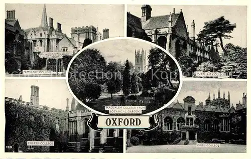 AK / Ansichtskarte Oxford Oxfordshire Pembroke College Wadham College Exter College Oriel College Botanical Gardens Kat. Oxford