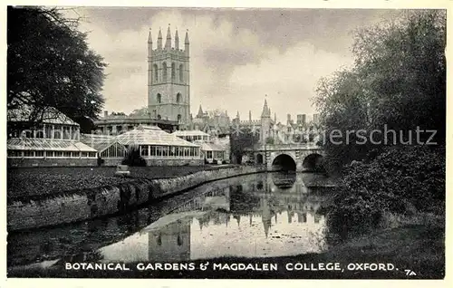 AK / Ansichtskarte Oxford Oxfordshire Botanical Gardens and Magdalen College Kat. Oxford