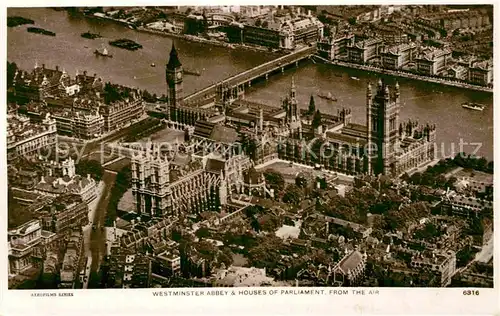AK / Ansichtskarte London Westminster Abbey and Houses of Parliament Air view Kat. City of London