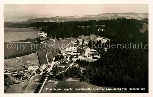 AK / Ansichtskarte Scheidegg Allgaeu Fliegeraufnahme Prinz Regent Luitpold Kinderheilstaette Kat. Scheidegg