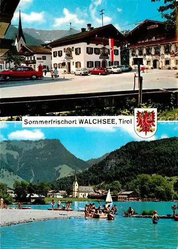 AK / Ansichtskarte Walchsee Tirol Dorfplatz und Strandbad Kat. Walchsee