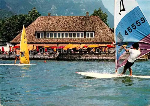 AK / Ansichtskarte Kalterer See Suedtirol Sport und Erholungszentrum Windsurfen
