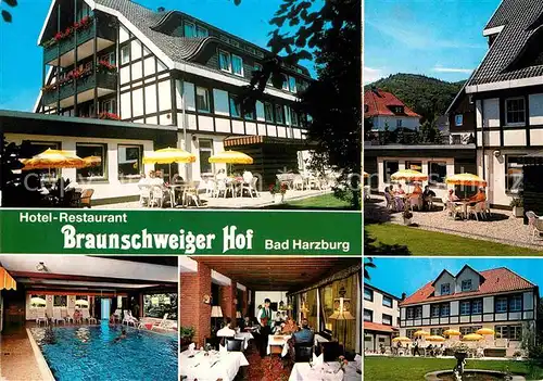 AK / Ansichtskarte Bad Harzburg Braunschweiger Hof Terrasse Hallenbad Gastraum Kat. Bad Harzburg