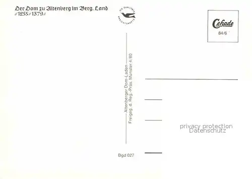 AK / Ansichtskarte Altenberg Rheinland Dom Fliegeraufnahme Kat. Odenthal