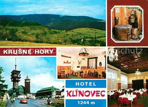 AK / Ansichtskarte Krusne Hory Hotel Klinovec Gastraeume Aussichtsturm Kat. Tschechische Republik