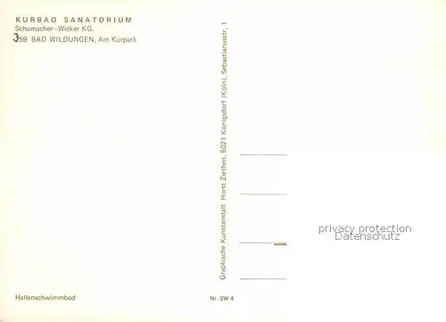 AK / Ansichtskarte Bad Wildungen Kurbad Sanatorium Hallenbad Kat. Bad Wildungen