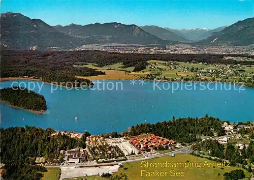 AK / Ansichtskarte Faak am See Finkenstein Fliegeraufnahme Strandcamping Arneitz Seepartie Kat. Finkenstein am Faaker See