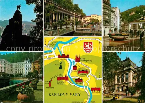 AK / Ansichtskarte Karlovy Vary Ortspartien mit Lageplan Kat. Karlovy Vary Karlsbad