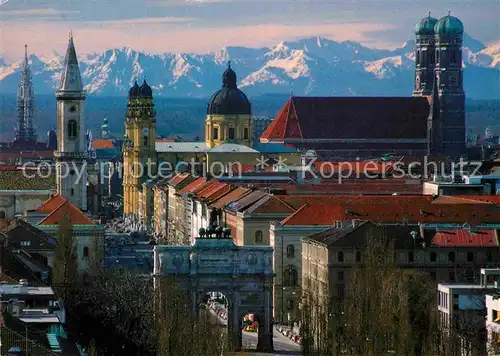 AK / Ansichtskarte Muenchen Ludwigs  Theatiner  und Frauenkirche mit Alpen Kat. Muenchen