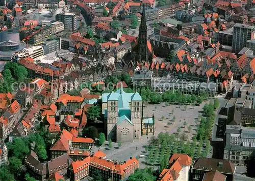 AK / Ansichtskarte Muenster Westfalen Innenstadt mit Dom und St Lamberti Kirche Fliegeraufnahme Kat. Muenster