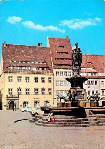 AK / Ansichtskarte Freiberg Sachsen Obermarkt mit Brunnendenkmal Kat. Freiberg
