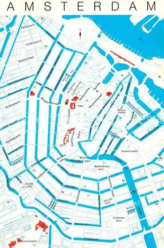 AK / Ansichtskarte Amsterdam Niederlande Centrum Stadtplan Kat. Amsterdam