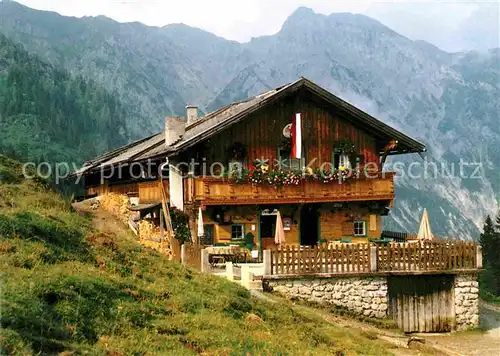 AK / Ansichtskarte Achensee Baerenbad Alm mit Blick zum Stanserjoch Karwendelgebirge Kat. Eben am Achensee