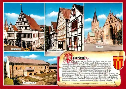 AK / Ansichtskarte Paderborn Rathaus Fachwerkhaeuser Dom Kaiserpfalz Geschichte Kat. Paderborn